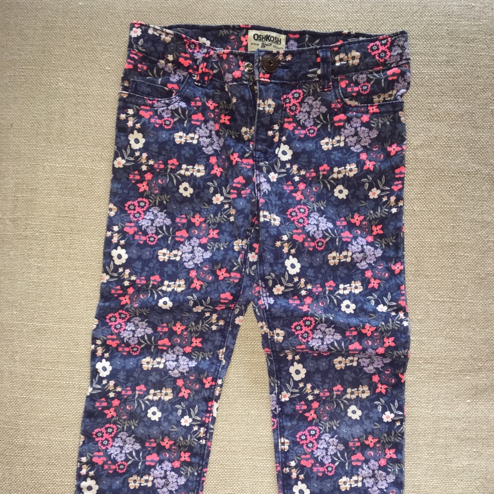 Osh Gosh Multi-colored Floral Denim Jeans!
